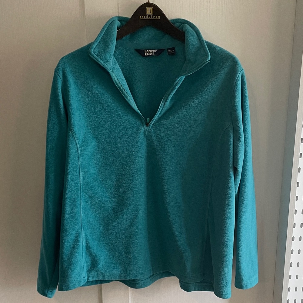 Lands' End Women's Turquoise Cowl Neck Sweater